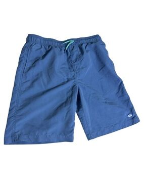 Southern Tide Kids Navy Blue Swim Trunks with Mint Drawstring